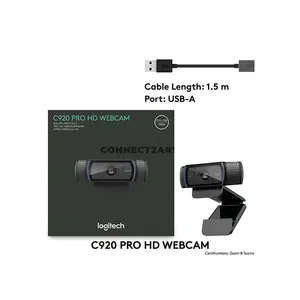 Logitech C920 Pro HD Webcam with Full HD 1080p 30fps Video Calling & Recording, Full HD Glass Lens, Autofocus, RightLight 2 Auto Light Correction, Dual Stereo Microphones, 78° Field of View, USB Plug-and-Play for Windows, macOS, ChromeOS & Android