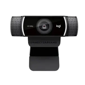 Logitech C922 PRO HD Stream Webcam Black, Full HD 1080p 30fps / HD 720p 60fps, 3MP Glass Lens, Autofocus, 78° Field of View, Dual Omnidirectional Stereo Microphones, RightLight 2, USB-A, Tripod Ready, 960-001089