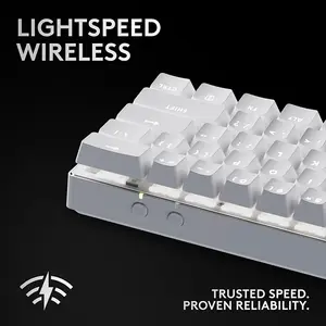 Logitech G PRO X 60 LIGHTSPEED RGB Wireless Mechanical Gaming Keyboard, White, 60% Layout, Optical Tactile Switches, LIGHTSYNC RGB, KEYCONTROL, Esports Keyboard