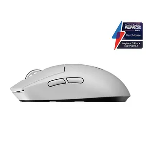 Logitech G PRO X SUPERLIGHT 2 Wireless Gaming Mouse White, 44000 DPI HERO 2 Sensor, LIGHTSPEED 8KHz, 60g Ultra-Lightweight, USB-C