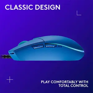 Logitech G203 LIGHTSYNC Blue Wired Gaming Mouse, Gaming-Grade Sensor, 200–8000 DPI, 6 Programmable Buttons, LIGHTSYNC RGB with 16.8 Million Colors, Classic 6-Button Design, Logitech G HUB Support