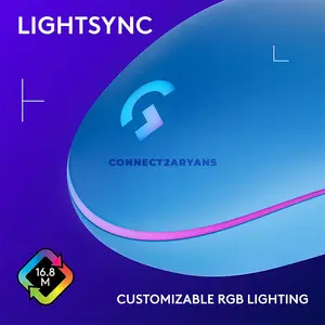 Logitech G203 LIGHTSYNC Blue Wired Gaming Mouse, Gaming-Grade Sensor, 200–8000 DPI, 6 Programmable Buttons, LIGHTSYNC RGB with 16.8 Million Colors, Classic 6-Button Design, Logitech G HUB Support