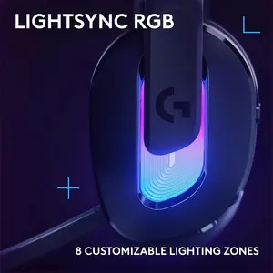 Logitech G522 LIGHTSPEED Wireless Gaming Headset Black, Tri-Mode Connectivity, PRO-G Drivers, RGB Lighting, Detachable Mic