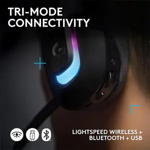 Logitech G522 LIGHTSPEED Wireless Gaming Headset Black, Tri-Mode Connectivity, PRO-G Drivers, RGB Lighting, Detachable Mic