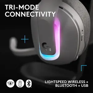 Logitech G522 LIGHTSPEED Wireless Gaming Headset White, Tri-Mode Connectivity, PRO-G Drivers, RGB Lighting, Detachable Mic