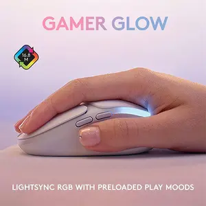 Logitech G705 LIGHTSPEED Wireless Gaming Mouse Off-White Edition, HERO Sensor Technology, Ultra-Lightweight RGB Design, Wireless Gaming Mouse