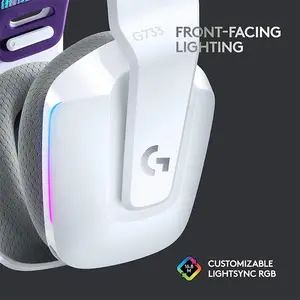 Logitech G733 LIGHTSPEED Wireless RGB Gaming Headset White Edition, Ultra-Lightweight Design, RGB Lighting Effects, Wireless Gaming Audio System