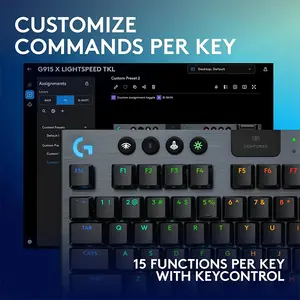 Logitech G915 X Clicky TKL LIGHTSPEED Wireless RGB Mechanical Gaming Keyboard, Low Profile Tenkeyless Esports Design