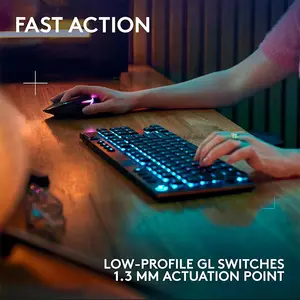 Logitech G915 X Clicky TKL LIGHTSPEED Wireless RGB Mechanical Gaming Keyboard, Low Profile Tenkeyless Esports Design