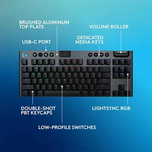 Logitech G915 X Clicky TKL LIGHTSPEED Wireless RGB Mechanical Gaming Keyboard, Low Profile Tenkeyless Esports Design