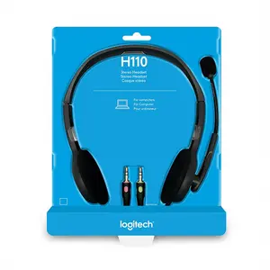 Logitech H110 Dual Pin Stereo Wired Headset for PC and Laptop, Noise-Reducing Audio Design, Dual 3.5mm Connectivity, Communication Headphones