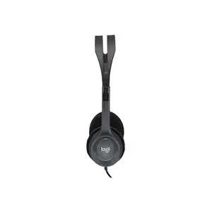 Logitech H111 Single Pin Stereo Wired Headset Black Edition, Lightweight Design, 3.5mm Multi-Device Connectivity, Everyday Audio Communication Headphones