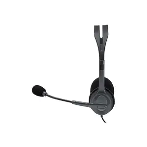 Logitech H111 Single Pin Stereo Wired Headset Black Edition, Lightweight Design, 3.5mm Multi-Device Connectivity, Everyday Audio Communication Headphones