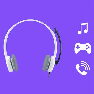 Logitech H150 Dual Pin Stereo Wired Headset Blue Edition, Dual 3.5mm Connector Design, Lightweight Comfort Fit, Everyday Audio Communication Headphones