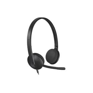 Logitech H340 USB Computer Headset with Digital Stereo Audio, Noise-Canceling Bi-Directional Microphone, USB-A Plug-and-Play Connectivity, Lightweight Adjustable Headband, Rotating Boom Mic for Windows, macOS & ChromeOS