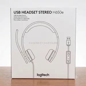 Logitech H650e USB Professional Stereo Business Headset with Noise-Canceling Bi-Directional ECM Microphone, Digital Signal Processing (DSP), 32mm Audio Drivers, Acoustic Echo Cancellation, Inline Call Controls & LED Busy Indicator for Windows, macOS 