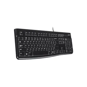 Logitech K120 USB Wired Keyboard, Full-Size Layout Design, Spill-Resistant Construction, Reliable Office Productivity Keyboard