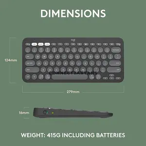 Logitech Pebble Keys 2 K380s Slim Multi-Device Bluetooth Wireless Keyboard, Easy-Switch 3-Device Pairing, Quiet Low-Profile Keys, Customizable Fn Shortcuts & 36-Month Battery Life