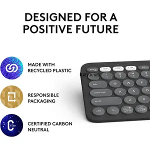 Logitech Pebble Keys 2 K380s Slim Multi-Device Bluetooth Wireless Keyboard, Easy-Switch 3-Device Pairing, Quiet Low-Profile Keys, Customizable Fn Shortcuts & 36-Month Battery Life