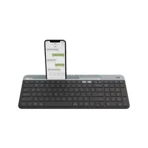 Logitech K580 Slim Multi-Device Wireless Keyboard with Numeric Keypad, Easy-Switch Technology, Bluetooth & Logitech Unifying Receiver, Integrated Phone Cradle, Whisper-Quiet Low-Profile Keys for Windows, macOS, ChromeOS, iPadOS, iOS & Android