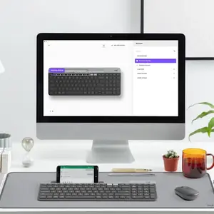 Logitech K580 Slim Multi-Device Wireless Keyboard with Numeric Keypad, Easy-Switch Technology, Bluetooth & Logitech Unifying Receiver, Integrated Phone Cradle, Whisper-Quiet Low-Profile Keys for Windows, macOS, ChromeOS, iPadOS, iOS & Android