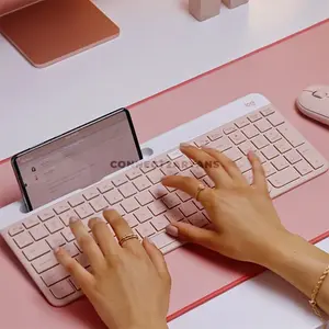 Logitech K580 Slim Multi-Device Wireless Keyboard with Numeric Keypad, Easy-Switch Technology, Bluetooth & Logitech Unifying Receiver, Integrated Phone Cradle, Whisper-Quiet Low-Profile Keys for Windows, macOS, ChromeOS, iPadOS, iOS & Android
