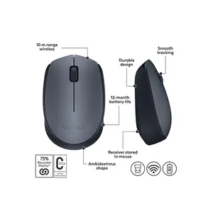 Logitech M171 Wireless Optical Mouse, 2.4GHz Wireless Connectivity, USB Nano Receiver Included, Compact Everyday Productivity Mouse