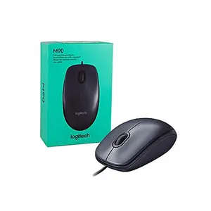 Logitech M90 USB Optical Mouse, Full-Size Ambidextrous Design, Plug-and-Play USB Connectivity, Reliable Wired Productivity Mouse for Home and Office Use