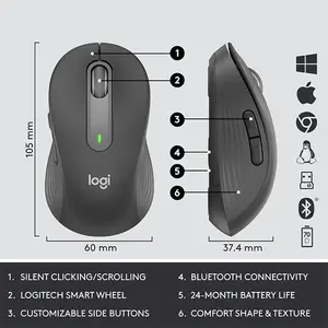Logitech MK650 Bluetooth Full-Size Keyboard and Mouse Combo, Multi-Device Wireless Connectivity, Productivity-Focused Design, Professional Office Peripheral Set