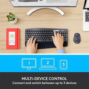 Logitech MK850 Bluetooth Full-Size Keyboard and Mouse Combo ENG/ARB, Multi-Device Wireless Connectivity, Productivity-Focused Design, Professional Office Peripheral Set