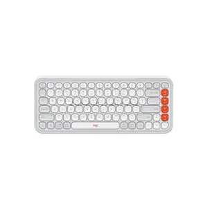 Logitech POP Icon Keys 920-013084 Bluetooth Wireless Keyboard Off White & Orange, Compact Low-Profile Layout, 4 Customizable Action Keys, Easy-Switch 3-Device Connectivity, Quiet Typing & 36-Month Battery Life