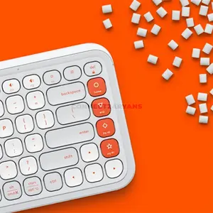 Logitech POP Icon Keys 920-013084 Bluetooth Wireless Keyboard Off White & Orange, Compact Low-Profile Layout, 4 Customizable Action Keys, Easy-Switch 3-Device Connectivity, Quiet Typing & 36-Month Battery Life