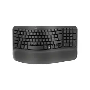Logitech Wave Keys for Business Graphite Ergonomic Wireless Keyboard, English International QWERTY, Wave Design, Cushioned Palm Rest, Logi Bolt USB-A + Bluetooth 5.1, Easy-Switch 3 Devices, Up to 36-Month Battery, 920-012334