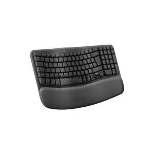 Logitech Wave Keys for Business Graphite Ergonomic Wireless Keyboard, English International QWERTY, Wave Design, Cushioned Palm Rest, Logi Bolt USB-A + Bluetooth 5.1, Easy-Switch 3 Devices, Up to 36-Month Battery, 920-012334