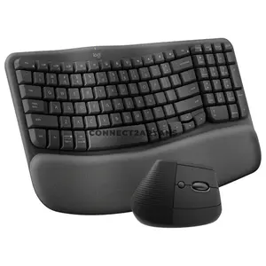 Logitech Wave Keys & Lift Ergonomic Wireless Keyboard and Vertical Mouse Combo with Bluetooth Low Energy, Logi Bolt USB Receiver, Easy-Switch Multi-Device Connectivity, Cushioned Palm Rest, SmartWheel Scrolling for Windows, macOS, ChromeOS, Linux, iP