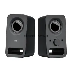Logitech Z150 Black Compact Stereo Speakers, 6W Peak / 3W RMS Output, Dual 2-Inch Drivers, 3.5mm Audio Input, Front Headphone Jack, Integrated Power & Volume Controls, Compact Desktop Speaker System