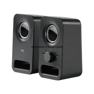Logitech Z150 Black Compact Stereo Speakers, 6W Peak / 3W RMS Output, Dual 2-Inch Drivers, 3.5mm Audio Input, Front Headphone Jack, Integrated Power & Volume Controls, Compact Desktop Speaker System