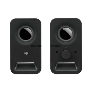 Logitech Z150 Black Compact Stereo Speakers, 6W Peak / 3W RMS Output, Dual 2-Inch Drivers, 3.5mm Audio Input, Front Headphone Jack, Integrated Power & Volume Controls, Compact Desktop Speaker System