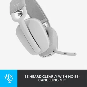 Logitech Zone Vibe 100 Bluetooth Wireless Headset Off White Edition, Lightweight Design, Wireless Audio Connectivity, Work and Entertainment Headset
