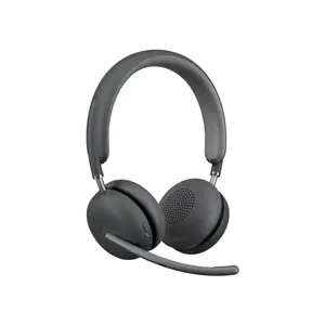 Logitech Zone Vibe Wireless Graphite UC Bluetooth Headset, 40mm Drivers, Dual Beamforming MEMS Microphones, Bluetooth 5.2, USB-C Receiver + USB-A Adapter, Up to 20 Hours Listening, 18 Hours Talk Time, 185g, 981-001199