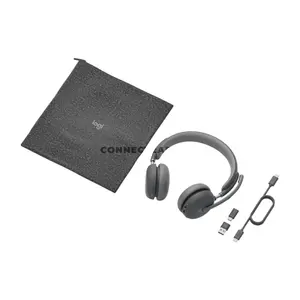 Logitech Zone Wireless 2 Graphite UC Bluetooth Headset, Hybrid ANC, 4 Noise-Cancelling Microphones, 40mm Drivers, Bluetooth 5.2, USB-C Receiver + USB-A Adapter, Up to 40 Hours Listening, 50m Wireless Range, 981-001311