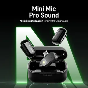 Maono Wave T1 Mini PBC2 Wireless Lavalier Microphone, USB-C/Lightning, 48kHz Audio, AI Noise Cancellation, Charging Case