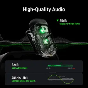 Maono Wave T1 Mini PBC2 Wireless Lavalier Microphone, USB-C/Lightning, 48kHz Audio, AI Noise Cancellation, Charging Case