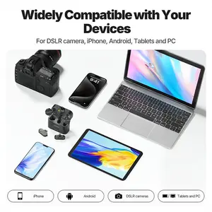 Maono Wave T5 Wireless Lavalier Microphone, USB-C/Lightning/3.5mm, 48kHz/24-bit Audio, AI Noise Cancellation, Charging Case