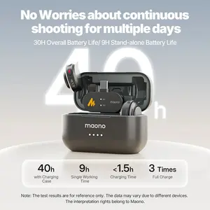 Maono Wave T5 Wireless Lavalier Microphone, USB-C/Lightning/3.5mm, 48kHz/24-bit Audio, AI Noise Cancellation, Charging Case