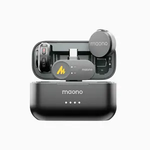 Maono Wave T5 Wireless Lavalier Microphone, USB-C/Lightning/3.5mm, 48kHz/24-bit Audio, AI Noise Cancellation, Charging Case