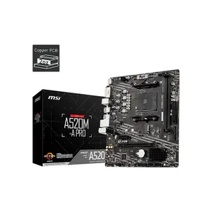 MSI A520M-A PRO Micro-ATX Motherboard, AMD A520 Chipset, AM4 Socket, DDR4 Memory Support, PCIe Expansion Ready, Reliable Ryzen Desktop Computing Platform