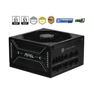 MSI MAG A1000GLS PCIE5 1000W Power Supply, 80 PLUS Gold Certified Efficiency, PCIe 5.0 Ready Design, Fully Modular Cable Management, High-Performance ATX PSU