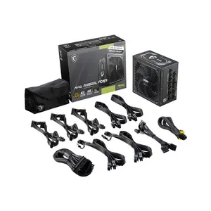 MSI MAG A1250GL PCIE5 1250W Fully Modular Power Supply, ATX 3.1 Ready, PCIe 5.1 16-Pin 600W Connector, 80 PLUS Gold Efficiency, 135mm Fluid Dynamic Bearing Fan, Active PFC, Flat Cables