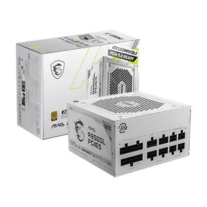 MSI MAG A850GL PCIE5 850W Power Supply White Edition, 80 PLUS Gold Certified Efficiency, PCIe 5.0 Ready Design, Fully Modular Cable Management, High-Performance Gaming PSU